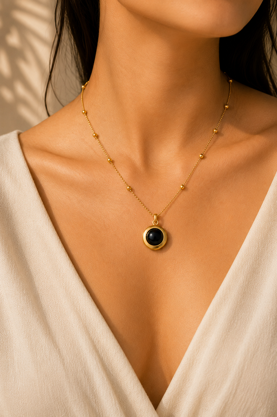Black Stone Gold Chain