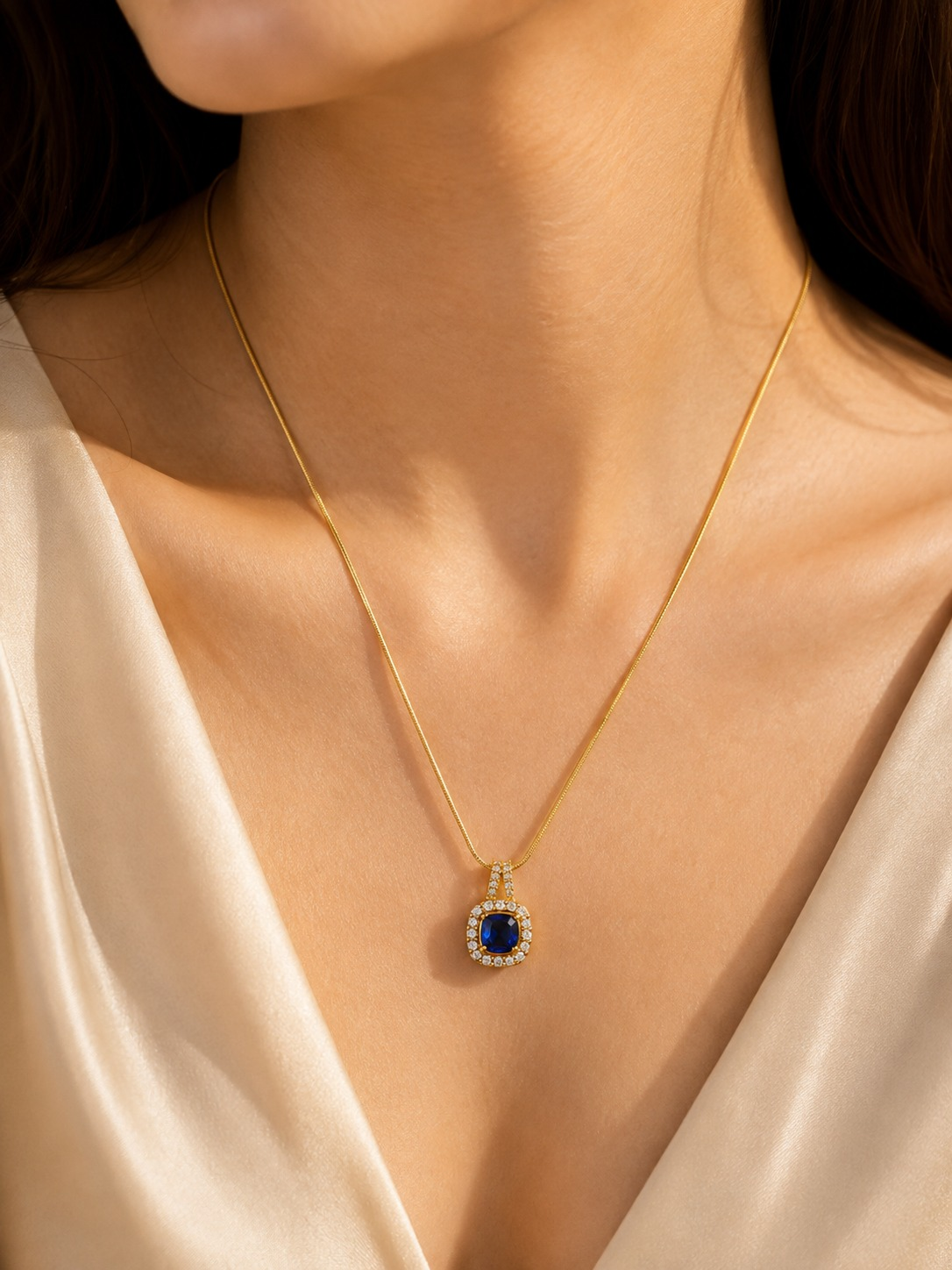 Blue Stone Gold Chain